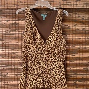 Ralph Lauren silk leopard blouse w/ scarf STUNNING